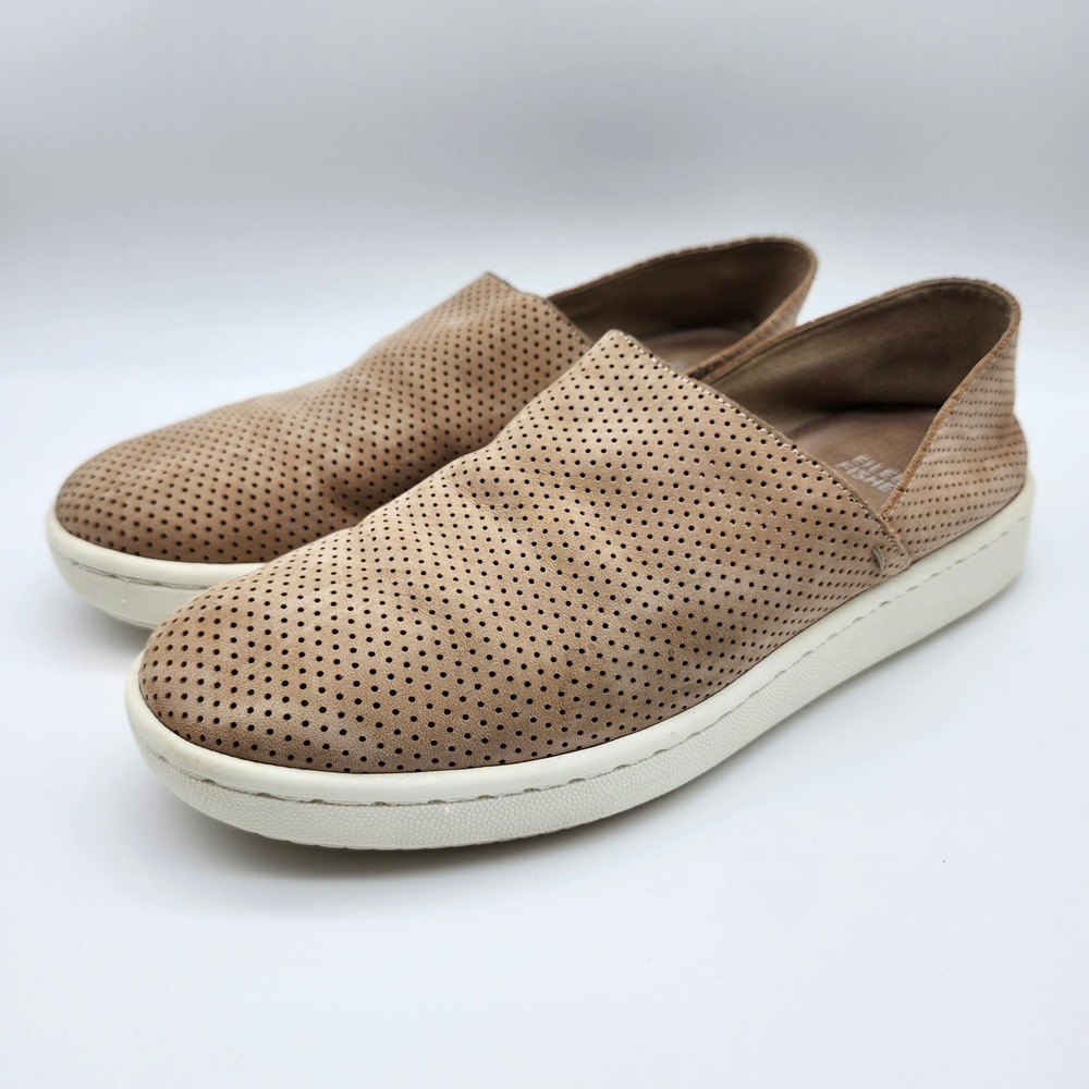 Eileen Fisher Perforated Leather Slip On Sneakers Casual Shoes sz 8 women's tan